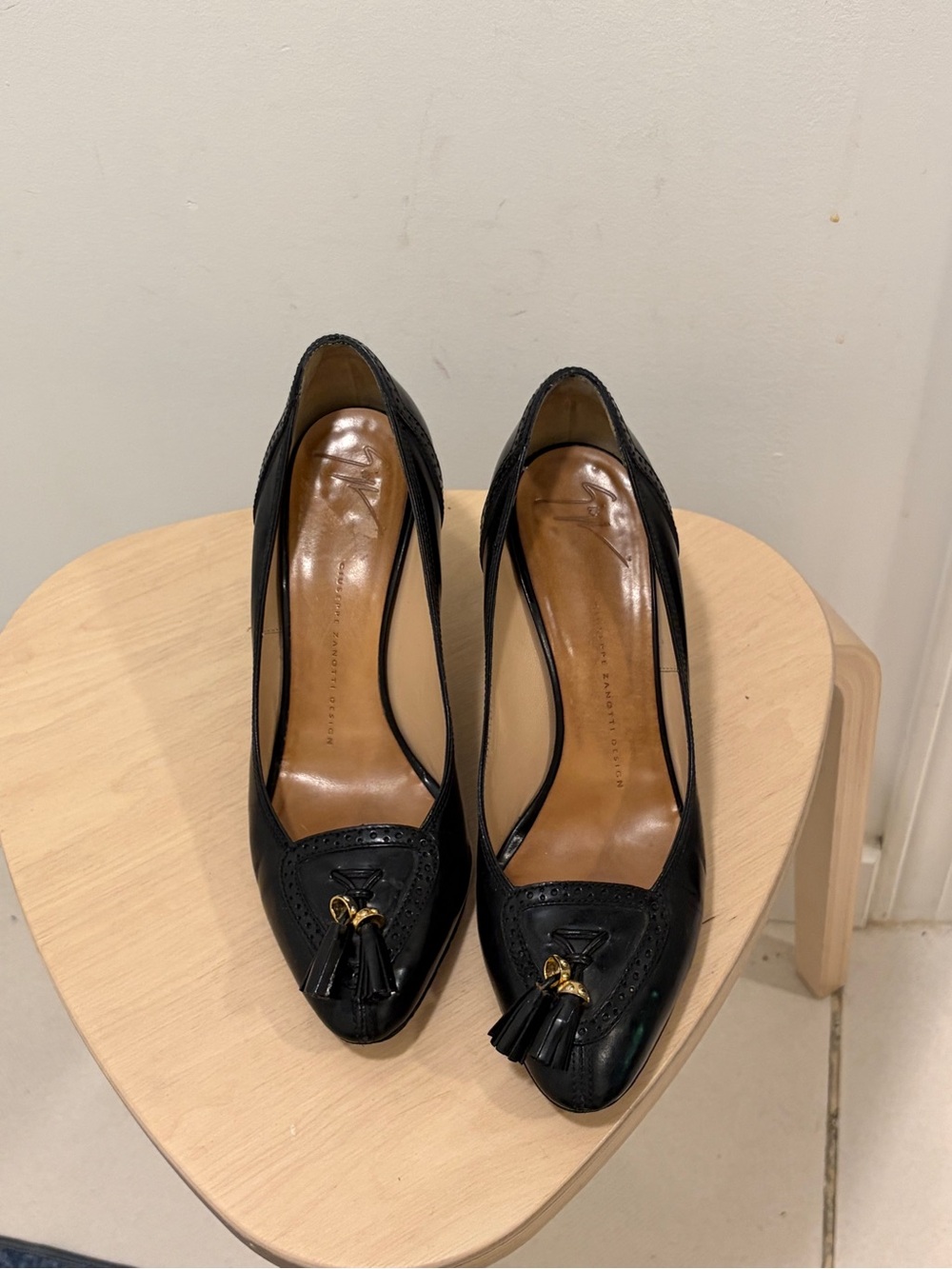 Giuseppe Zanotti Black Tassel Leather Pumps - Women's Dress Heels. Size 38